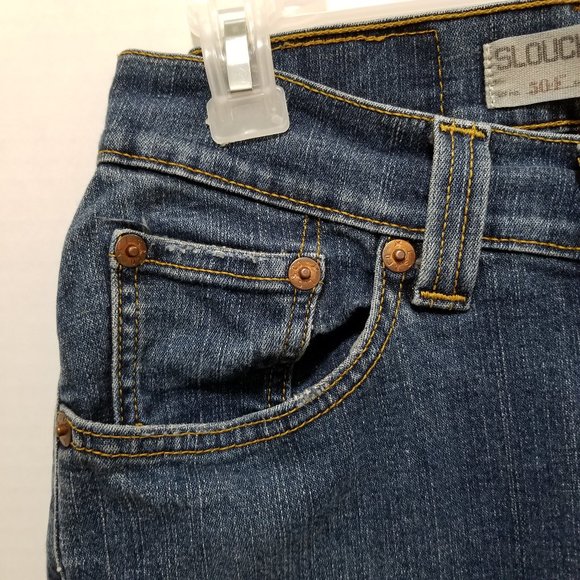 Levi's jeans 1S 1 Short 504 Slouch Straight denim lightly distressed 06 low rise - Picture 3 of 14